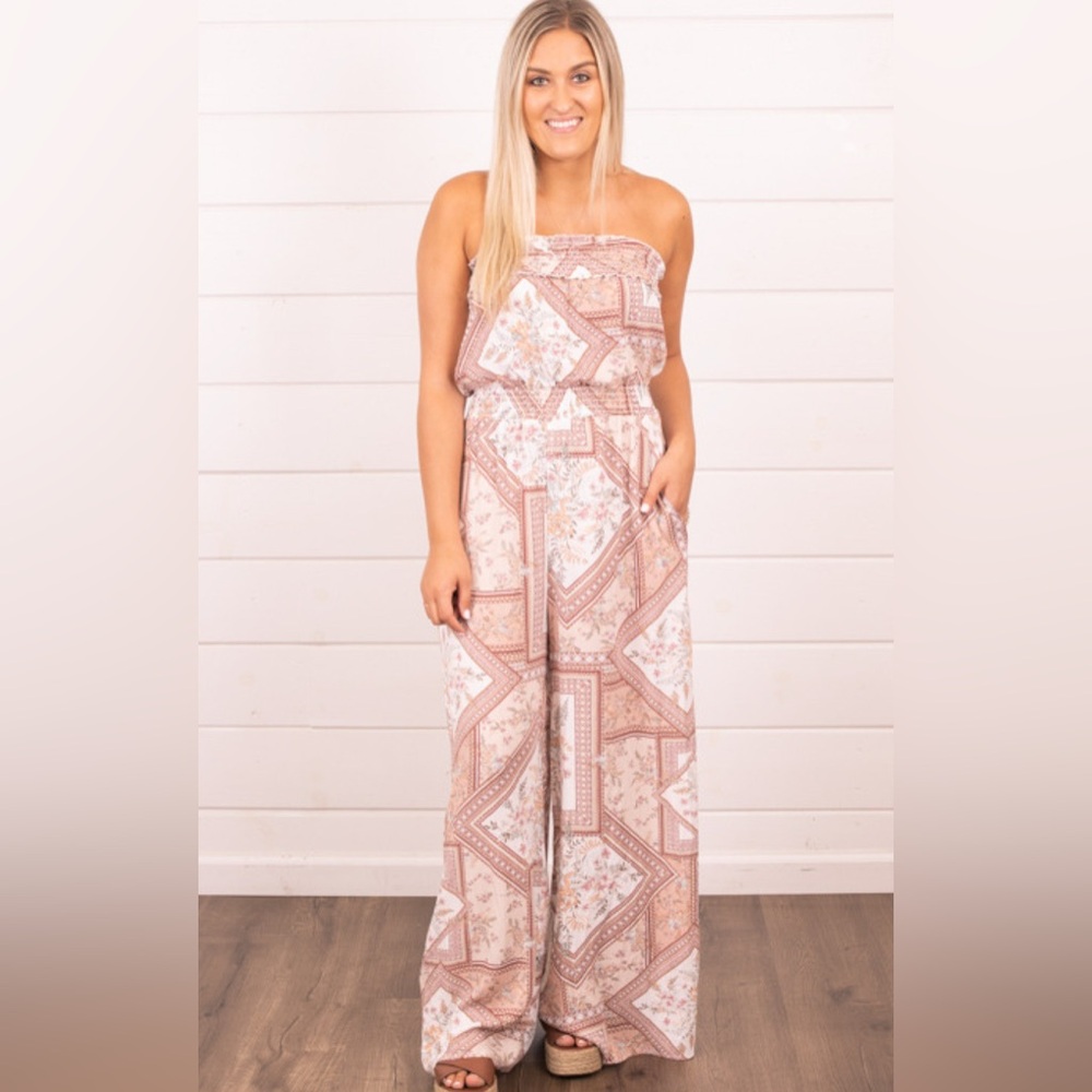 NWT Ces Femme Strapless Rust Jumpsuit